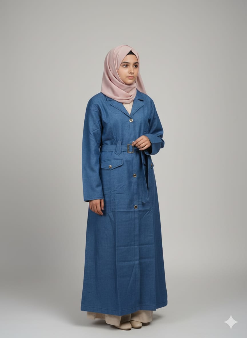 Free Size  Aline Design  Denim Naqab For Women and Girl Full Length Cotton Fabric