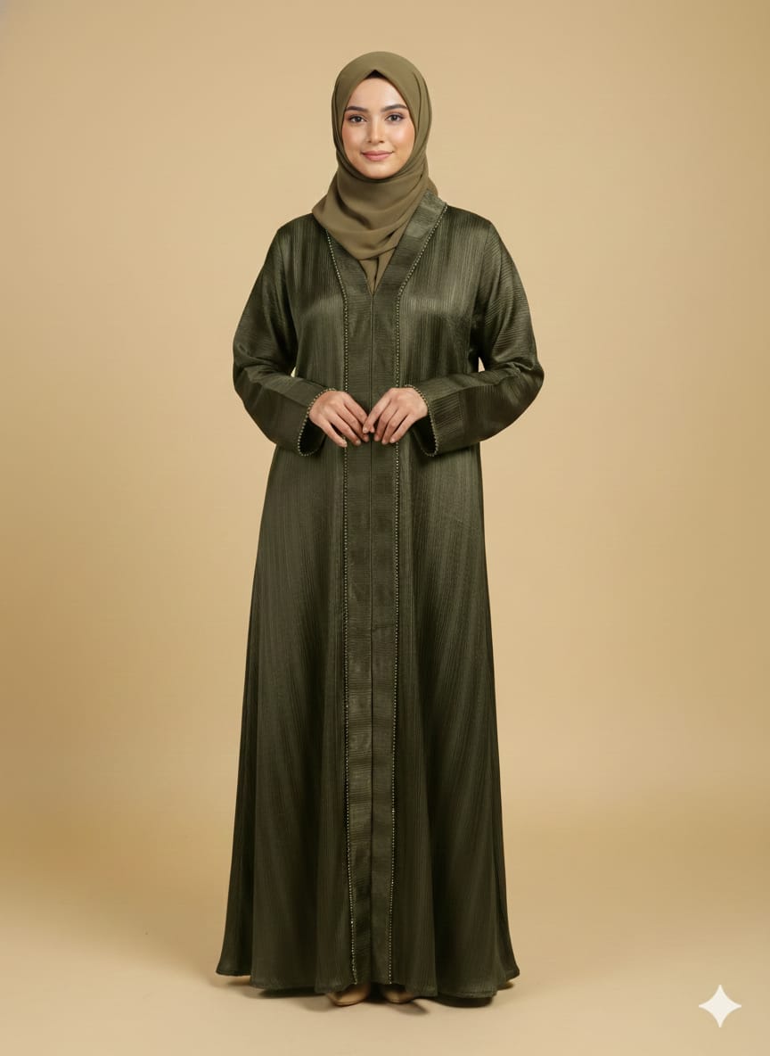 Aline Design Important fabric For Women And Girl Green Colour