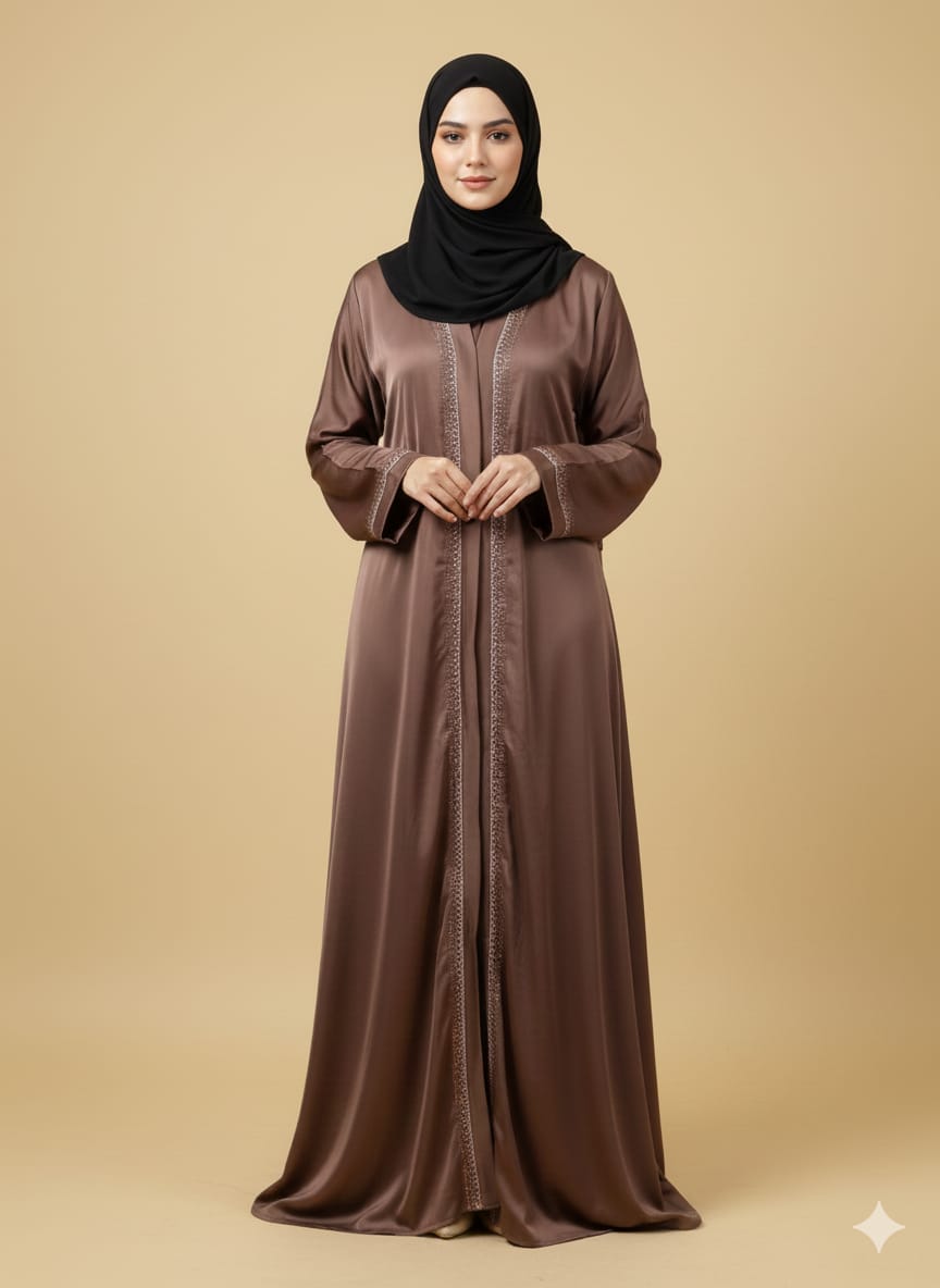 Aline design Tik Tok Fabric Naqab For Muslim Girl And Women Brown Colour