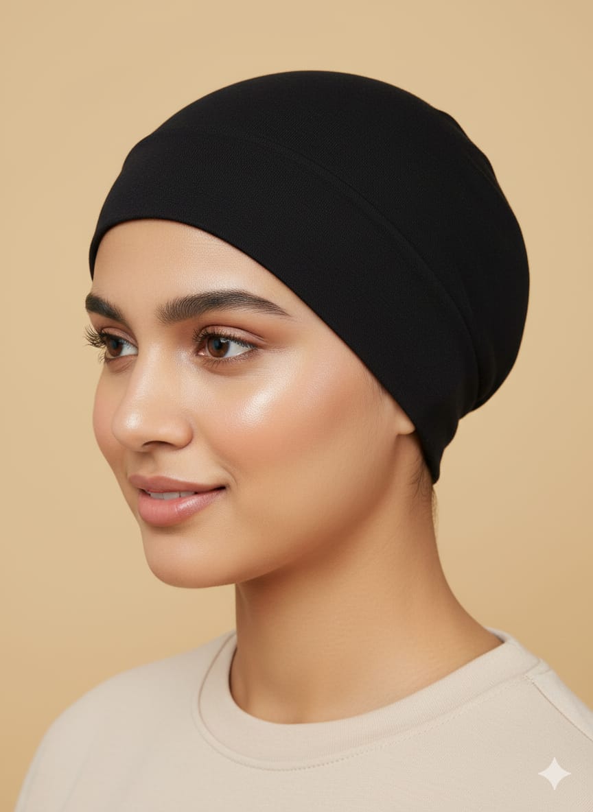 Noorjahan - Black  Pure Cotton Muslim Women Under Hijab Cap