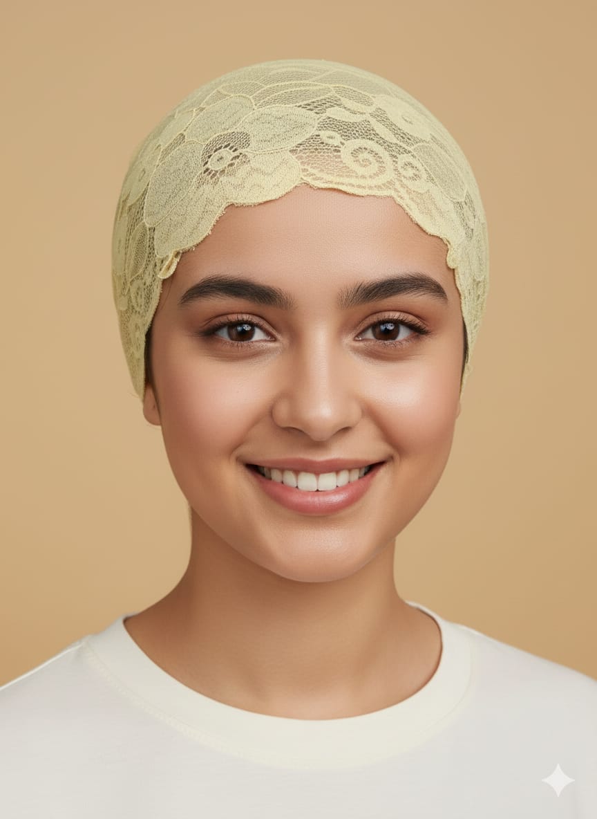 Noorjahan - Yello Colour Pure Net Fabric Muslim Women Under Hijab Cap