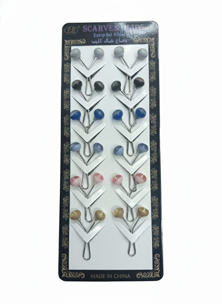 12 pcs Hijab Pins for Scarf Stylish - Pearl and Crystal Brooch Pins and Hijab pins